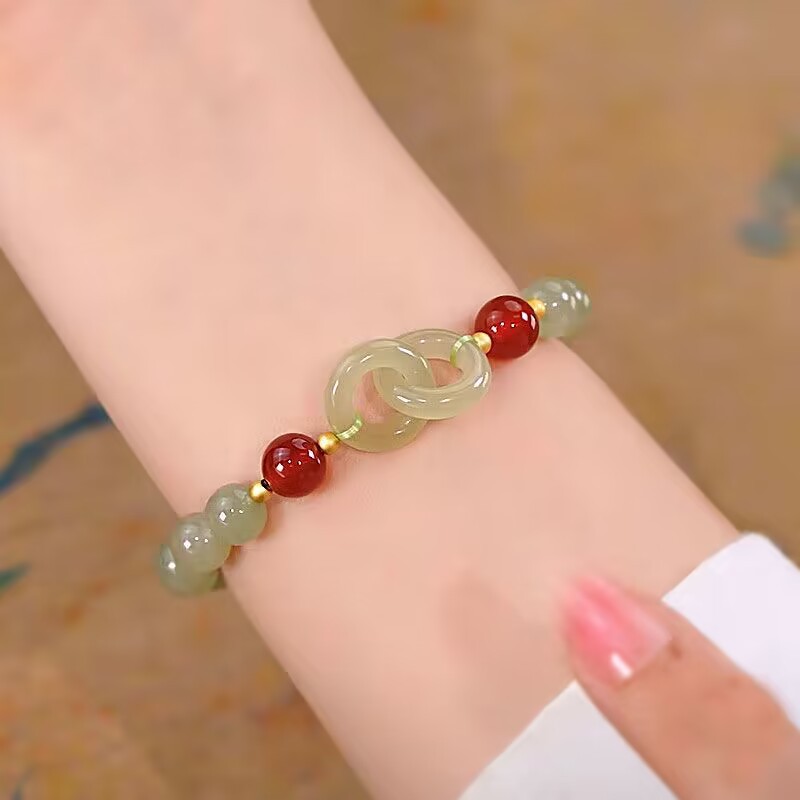 环环相扣手链女ins小众设计平安扣手串女闺蜜生日礼物