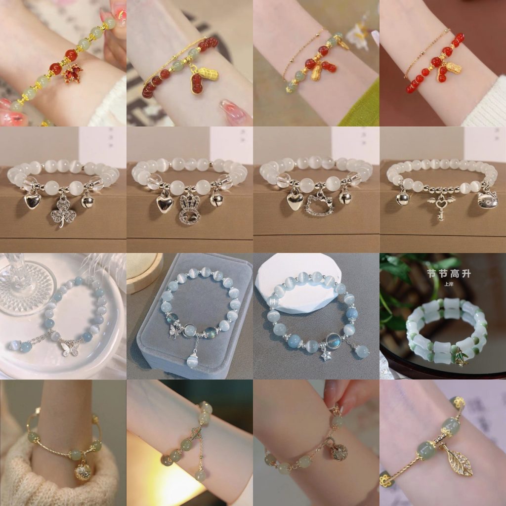 五行缺金补金喜用金手链男女款白色能量多宝手串平衡饰品