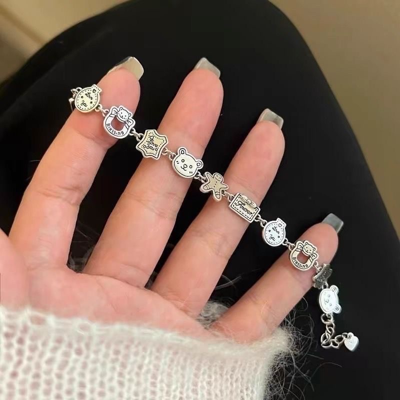 姜饼人小熊复古做旧手链女ins小众设计高级感可爱卡通手环手饰潮